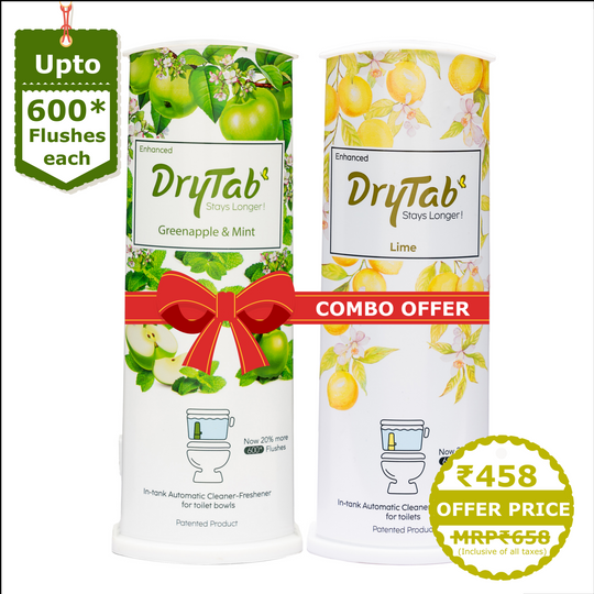 DryTab Combo Greenapple with Mint🍏 & Lime🍋 Automatic Toilet Bowl Cleaner-Freshener