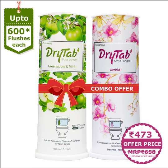 DryTab Combo Greenapple with Mint🍏 & Orchid🌸 Automatic Toilet Bowl Cleaner-Freshener