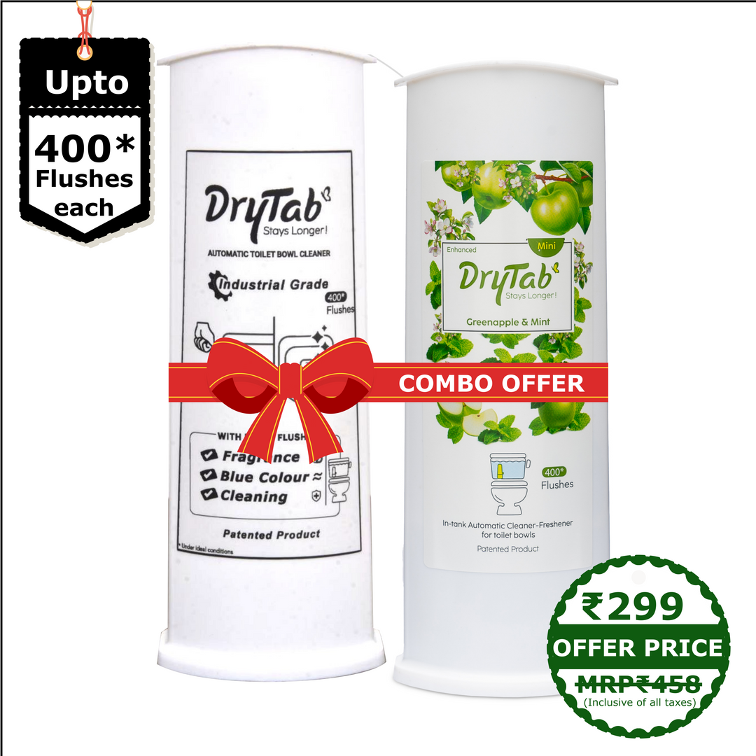 Mini DryTab Combo Industrial Grade ⚙️ & Greenapple with Mint 🍏 In-Tank Automatic Toilet Bowl Cleaner-Freshener-Lasts upto 400 Flushes Each
