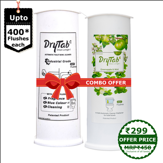 Mini DryTab Combo Industrial Grade ⚙️ & Greenapple with Mint 🍏 In-Tank Automatic Toilet Bowl Cleaner-Freshener-Lasts upto 400 Flushes Each