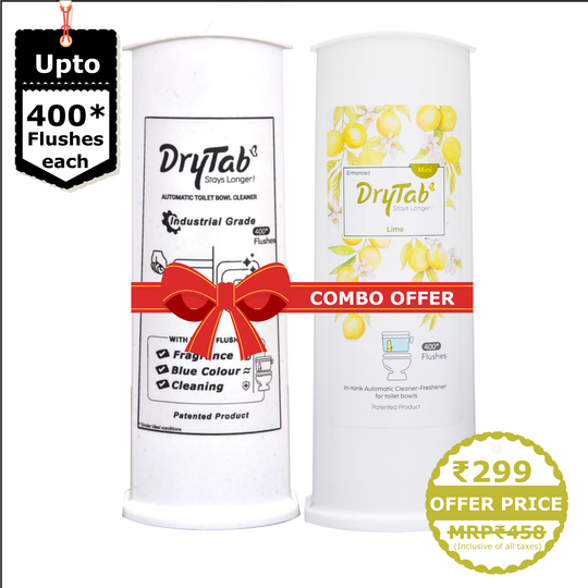 Mini DryTab Combo Industrial Grade ⚙️ & Lime 🍋 In-Tank Automatic Toilet Bowl Cleaner-Freshener – Lasts up to 400 flushes each