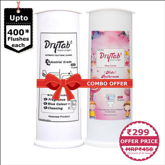 Mini DryTab Combo Industrial Grade ⚙️ & Rose Candy 🍭 In-Tank Automatic Toilet Bowl Cleaner-Freshener-Lasts upto 400 Flushes Each