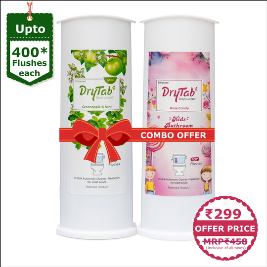 Mini DryTab Combo Greenapple with Mint🍏 & Rose Candy 🍭 Automatic Toilet Bowl Cleaner-Freshener